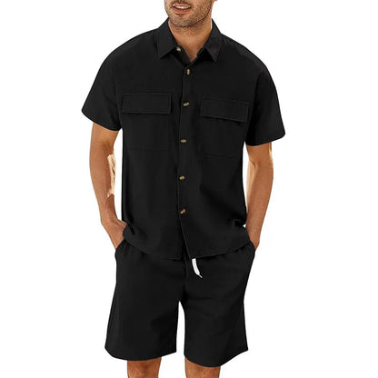 Ensemble Chemise à Manches Courtes et Short à Taille Élastique pour Homme | Idéal Pour Les Activités Quotidiennes