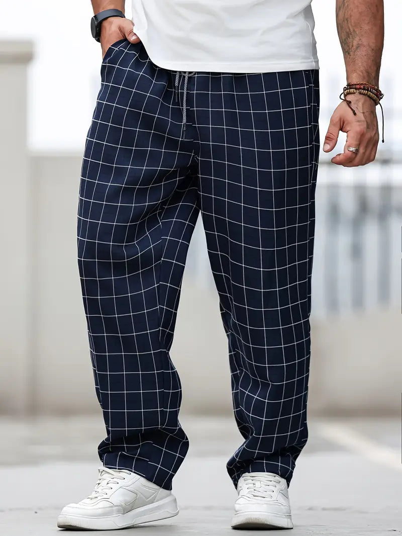 Pantalon à Motif avec Taille Élastique et Cordon pour Homme | Idéal pour un Usage Quotidien