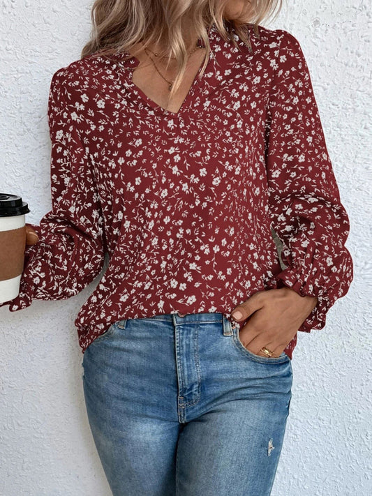 Blouse à Manches Volantées avec Imprimé Floral pour Femme | Idéale pour un Usage Quotidien