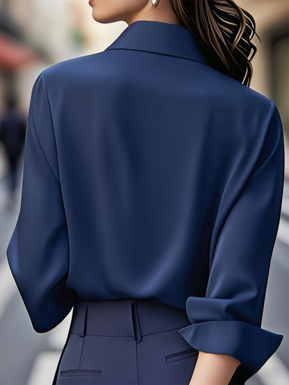 Chemisier À Manches Longues Avec Coupe Ajustée Pour Femmes | Idéal Pour Le Travail Et Les Occasions En Soirée