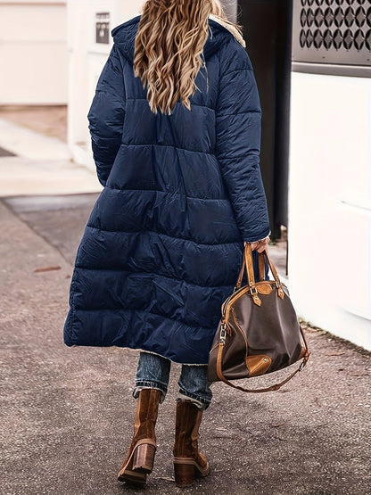 Manteau Long Matelassé avec Doublure en Polaire pour Femme | Idéal pour l’Hiver