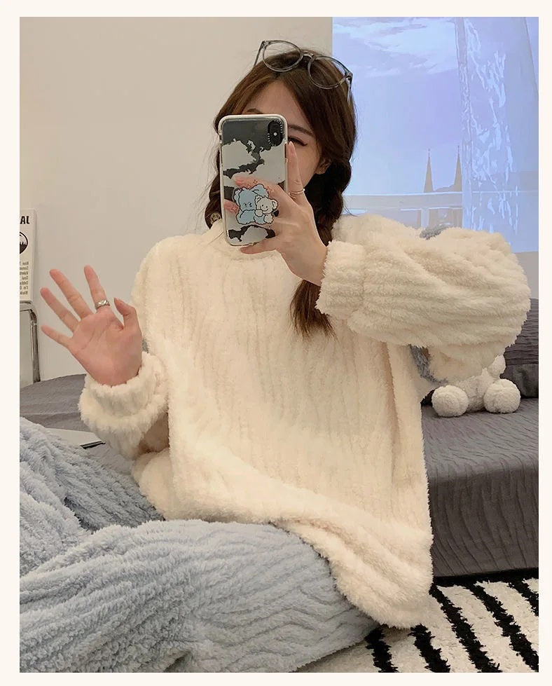 Ensemble Pyjama Deux Pièces Avec Haut Et Pantalon pour Femmes | Idéal pour L’Hiver Et Les Moments De Détente À La Maison