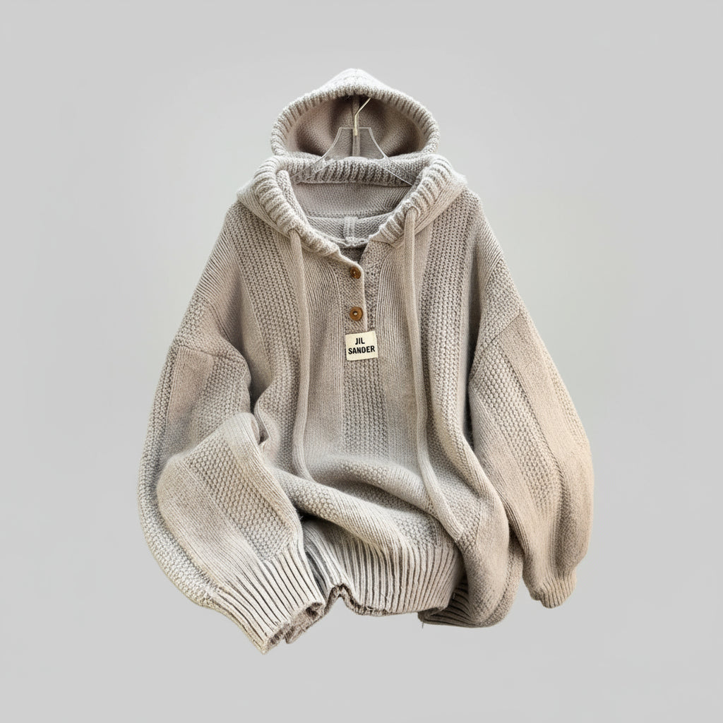 Pull En Maille À Capuche avec Patte De Boutonnage pour Adultes | Idéal pour Les Journées Décontractées