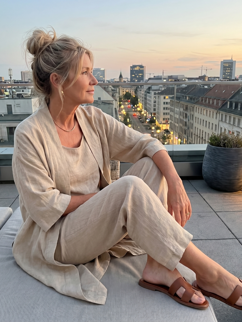 Ensemble trois pièces avec gilet ouvert pour femmes