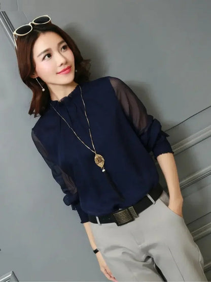 Blouse à Manches Longues avec Détails Ondulés pour Femme | Idéale pour l’Été