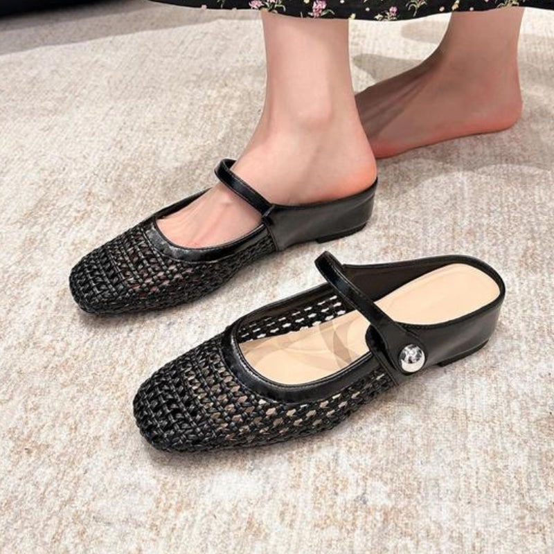 Mules Plates Tressées Avec Bride Réglable Pour Femmes | Idéales Au Quotidien