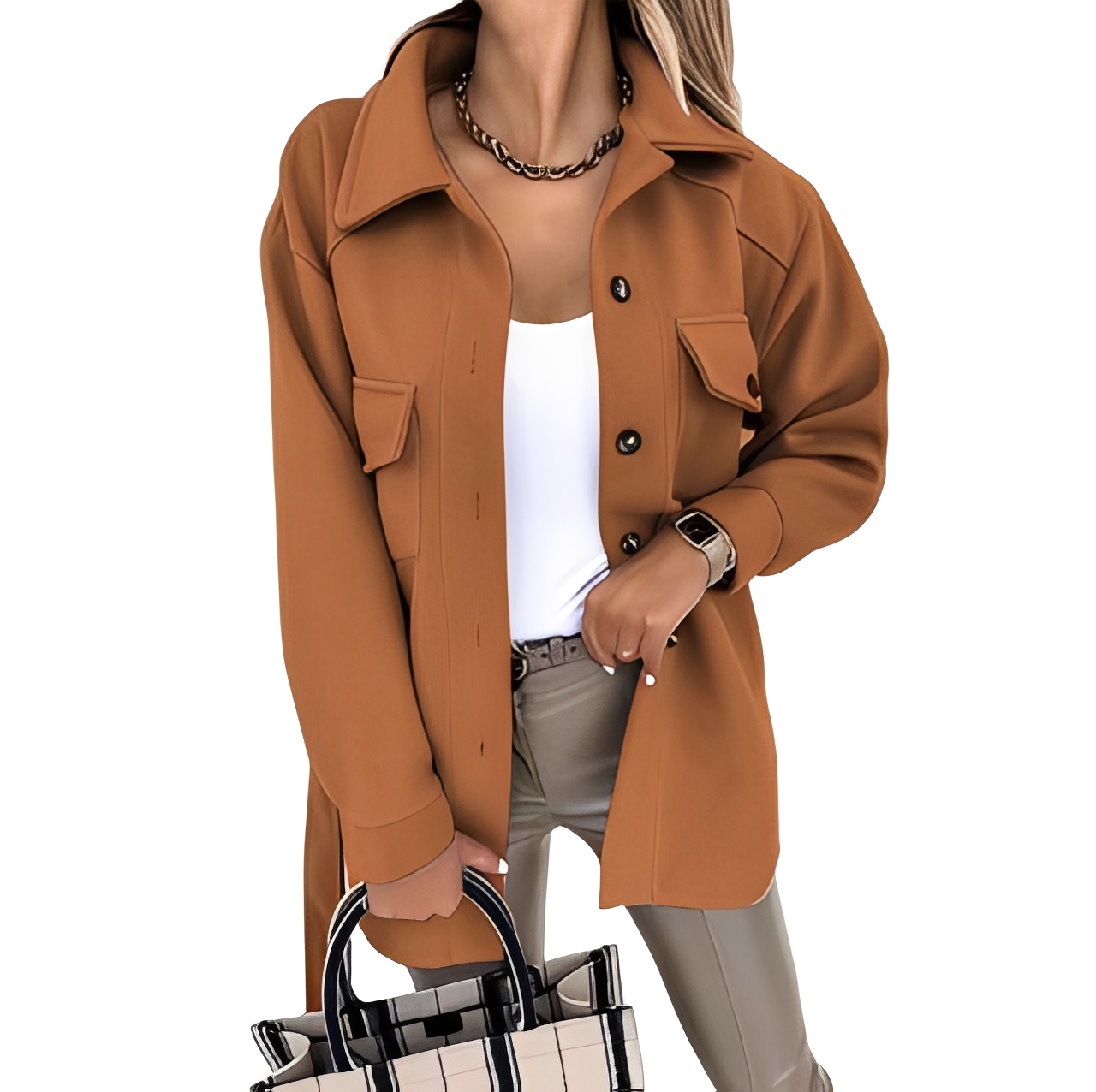 Veste à Revers avec Fermeture Boutonnée pour Femme | Idéale pour le Printemps