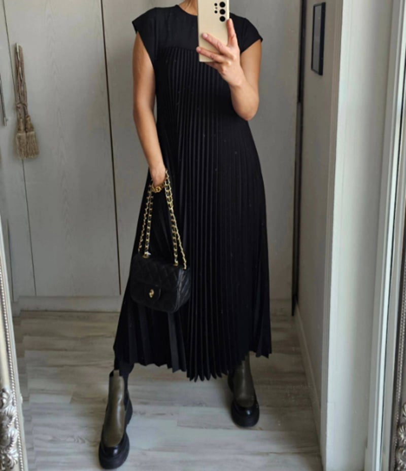 Robe Plissée Sans Manches Avec Poches Pour Femme | Idéale Pour le Printemps et l'Été