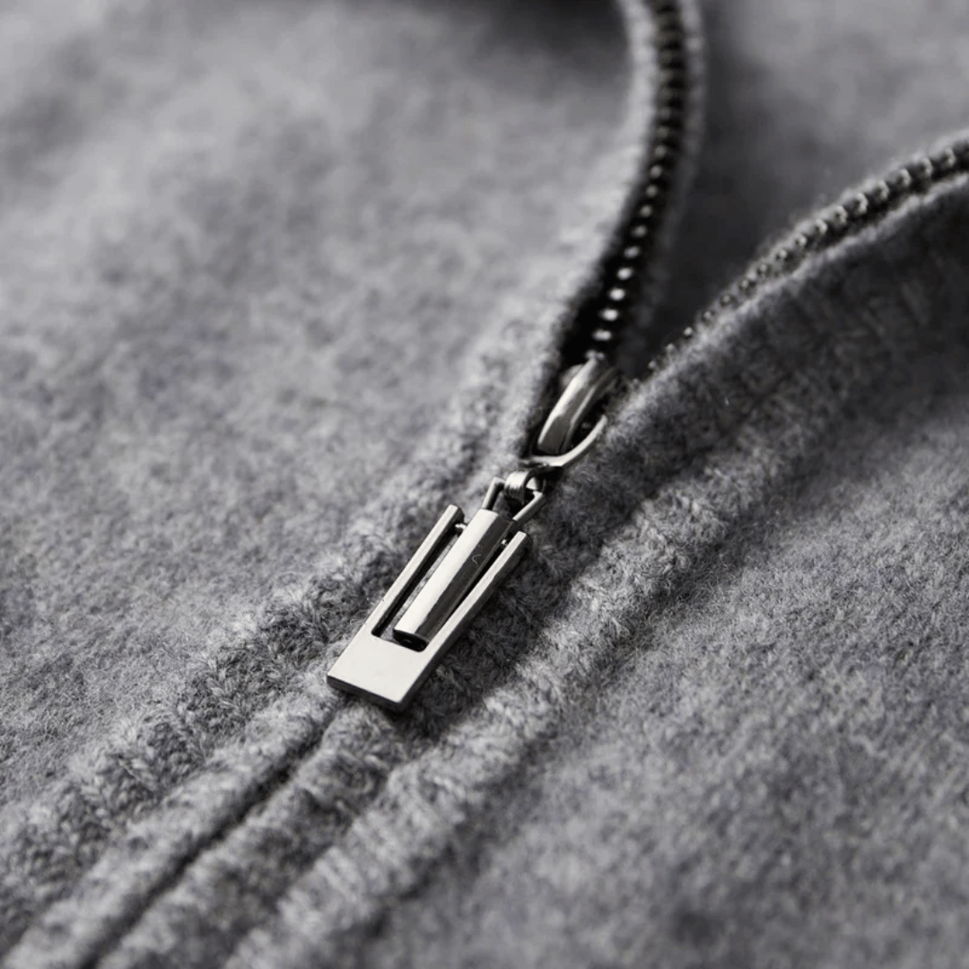 Veste Zippée avec Coupe Ajustée et Détails Côtelés pour Hommes | Idéale pour Automne et Hiver