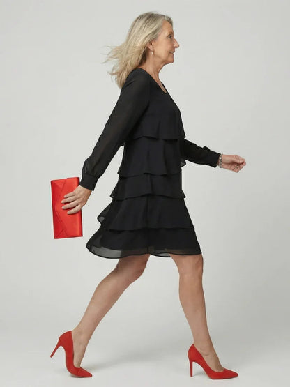 Robe midi à volants superposés pour femmes