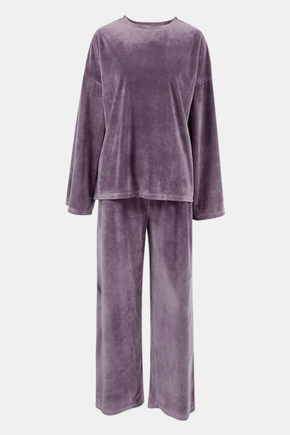 Ensemble Deux Pièces avec Haut à Manches Longues Col Rond et Pantalon à Cordon pour Femme | Idéal pour un Usage Quotidien