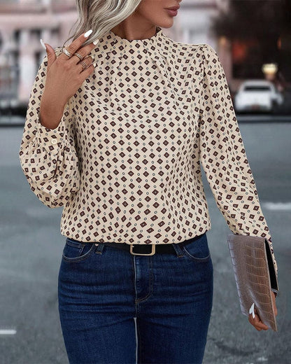 Blouse À Manches Longues Avec Motif Imprimé Et Coupe Ample Pour Femmes | Idéal Pour Usage Quotidien