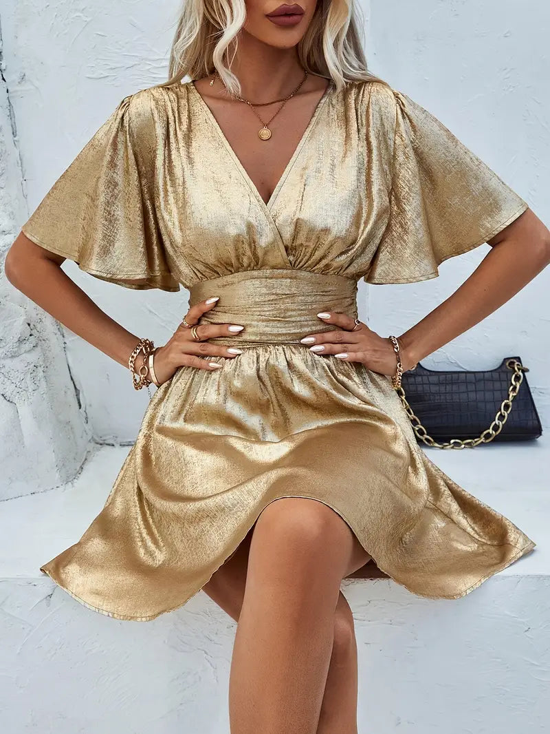 Robe Midi À Col En V Pour Femme | Idéal Pour Usage Quotidien Et Occasions