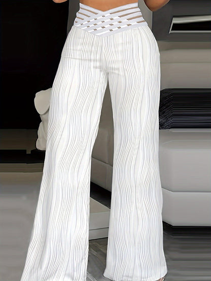 Pantalon Évasé à Taille Haute Croisée pour Femme | Idéal pour la Saison Été