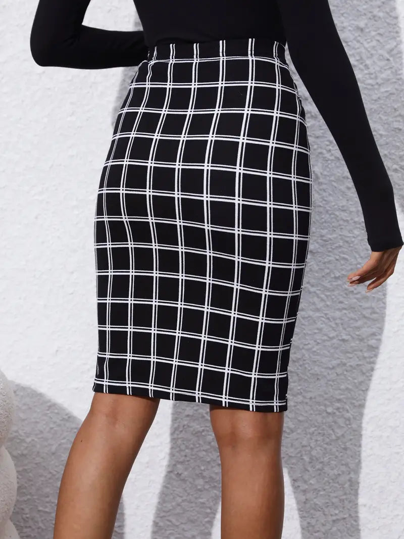 Jupe Slim à Imprimé Carreaux pour Femme | Idéale pour le Printemps