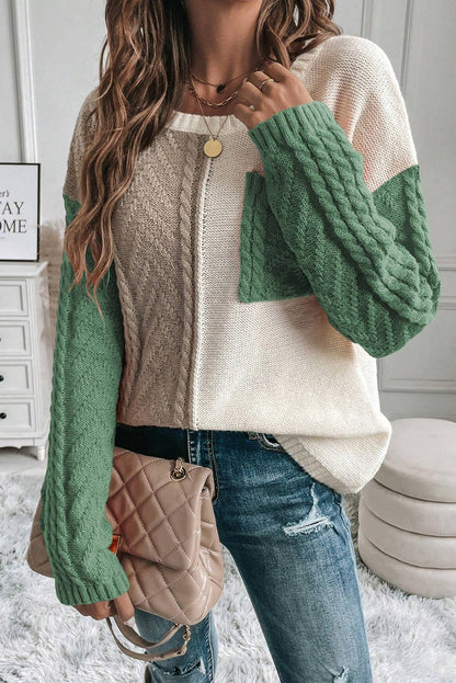 Pull Color Block à Manches Longues pour Femmes | Idéal pour un Usage Quotidien