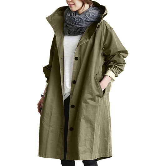 Imperméable Long avec Capuche pour Femme | Adapté à Toutes les Saisons