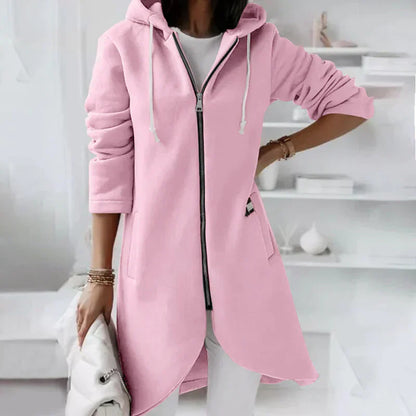 Sweat À Capuche Long Zippé Avec Coupe Standard Pour Femme | Idéal Pour Un Usage Quotidien