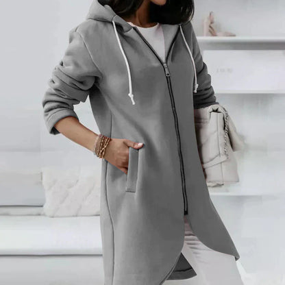 Sweat À Capuche Long Zippé Avec Coupe Standard Pour Femme | Idéal Pour Un Usage Quotidien