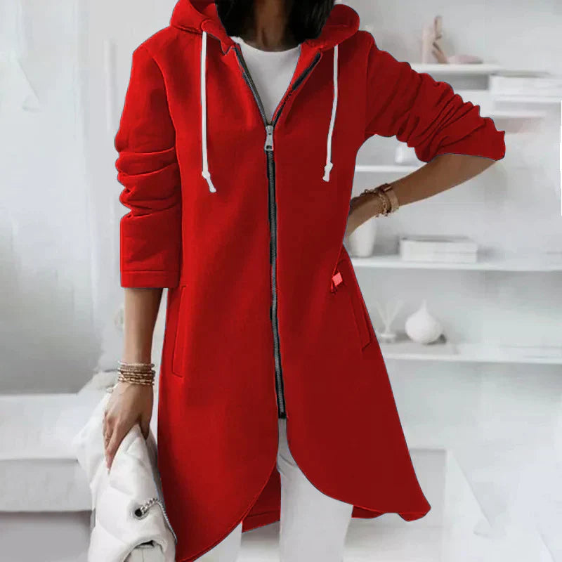 Sweat À Capuche Long Zippé Avec Coupe Standard Pour Femme | Idéal Pour Un Usage Quotidien