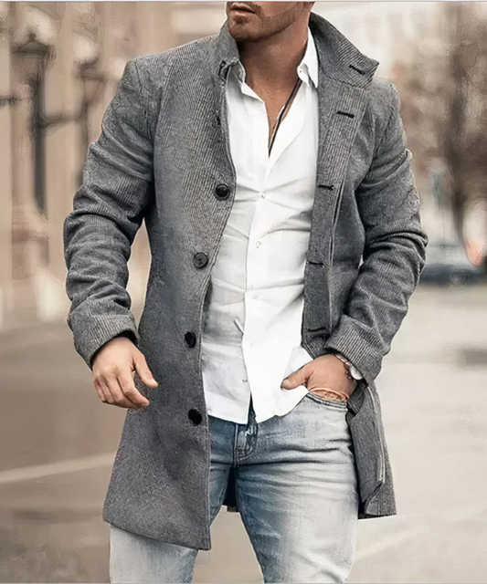 Trench-Coat Long Avec Col En V Pour Homme | Idéal Pour La Mi-Saison