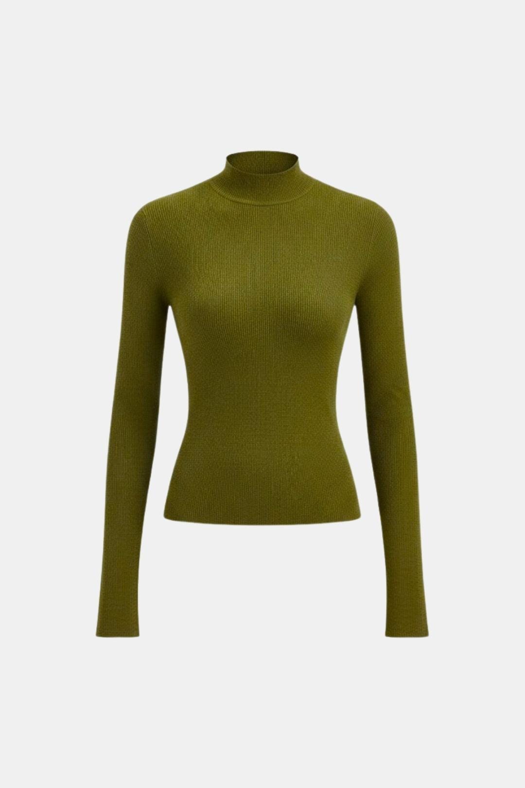 Top En Maille Avec Col Montant Et Manches Longues Pour Femme | Idéal Pour Usage Quotidien