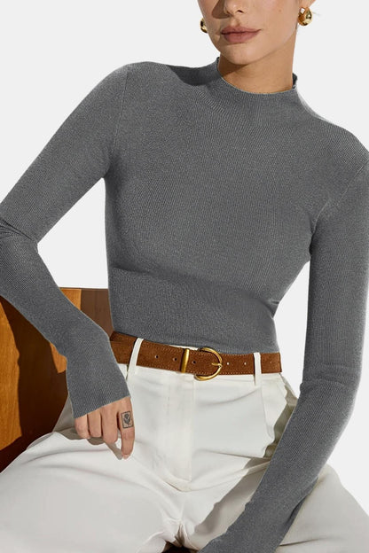 Top En Maille Avec Col Montant Et Manches Longues Pour Femme | Idéal Pour Usage Quotidien