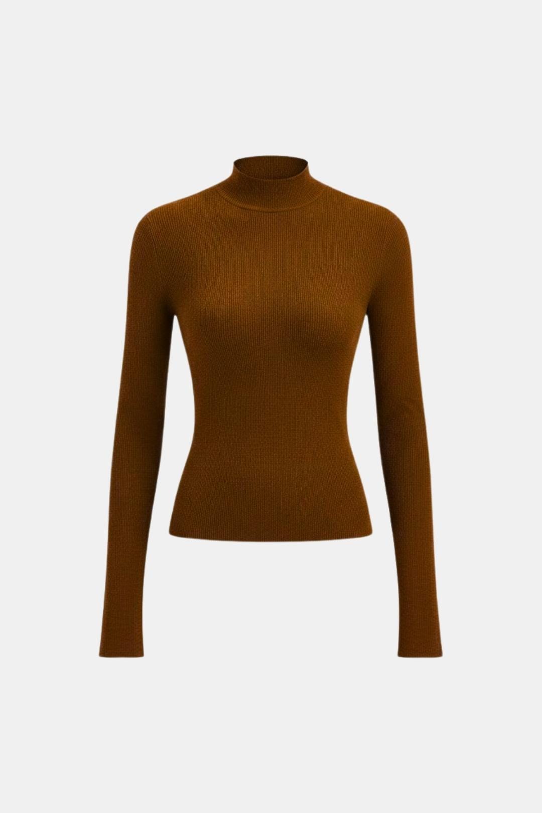 Top En Maille Avec Col Montant Et Manches Longues Pour Femme | Idéal Pour Usage Quotidien