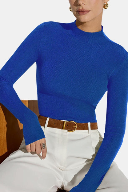 Top En Maille Avec Col Montant Et Manches Longues Pour Femme | Idéal Pour Usage Quotidien