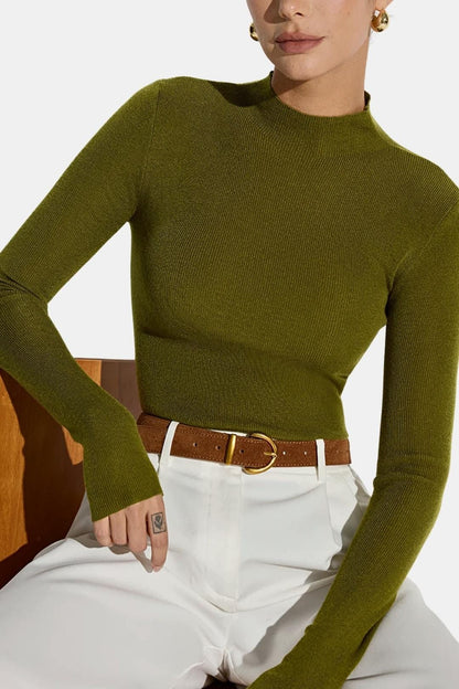 Top En Maille Avec Col Montant Et Manches Longues Pour Femme | Idéal Pour Usage Quotidien