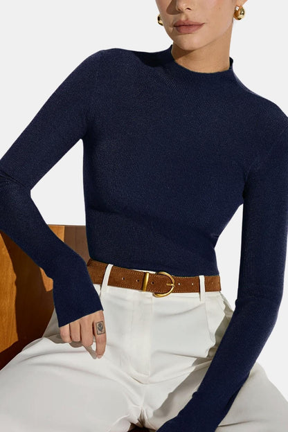 Top En Maille Avec Col Montant Et Manches Longues Pour Femme | Idéal Pour Usage Quotidien