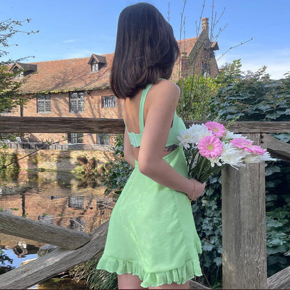 Robe Courte Avec Dos Ouvert Et Jupe À Volants Pour Femme | Idéale Pour Les Journées Estivales