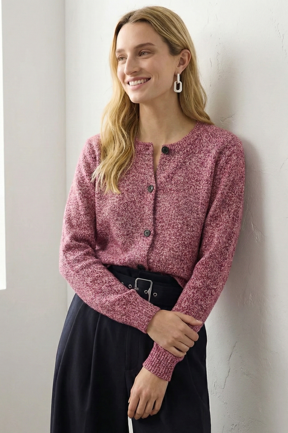 Cardigan boutonné à col rond pour femme | Idéal pour l’automne et le quotidien