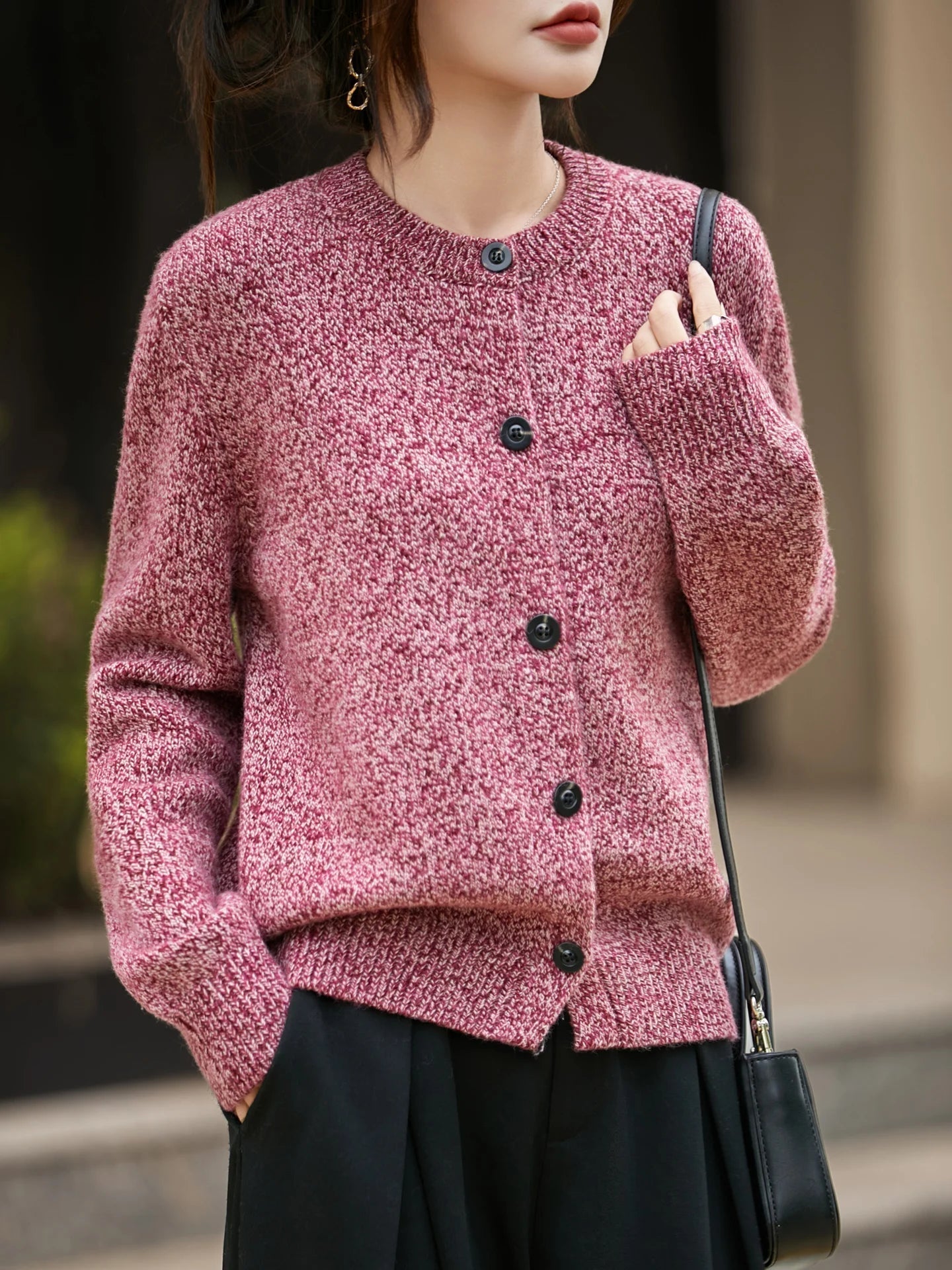 Cardigan boutonné à col rond pour femme | Idéal pour l’automne et le quotidien