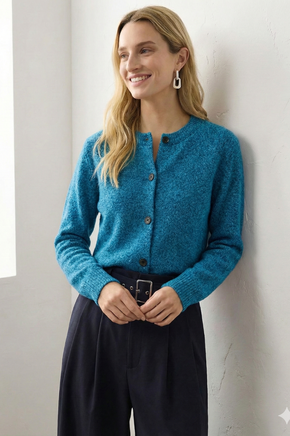 Cardigan boutonné à col rond pour femme | Idéal pour l’automne et le quotidien