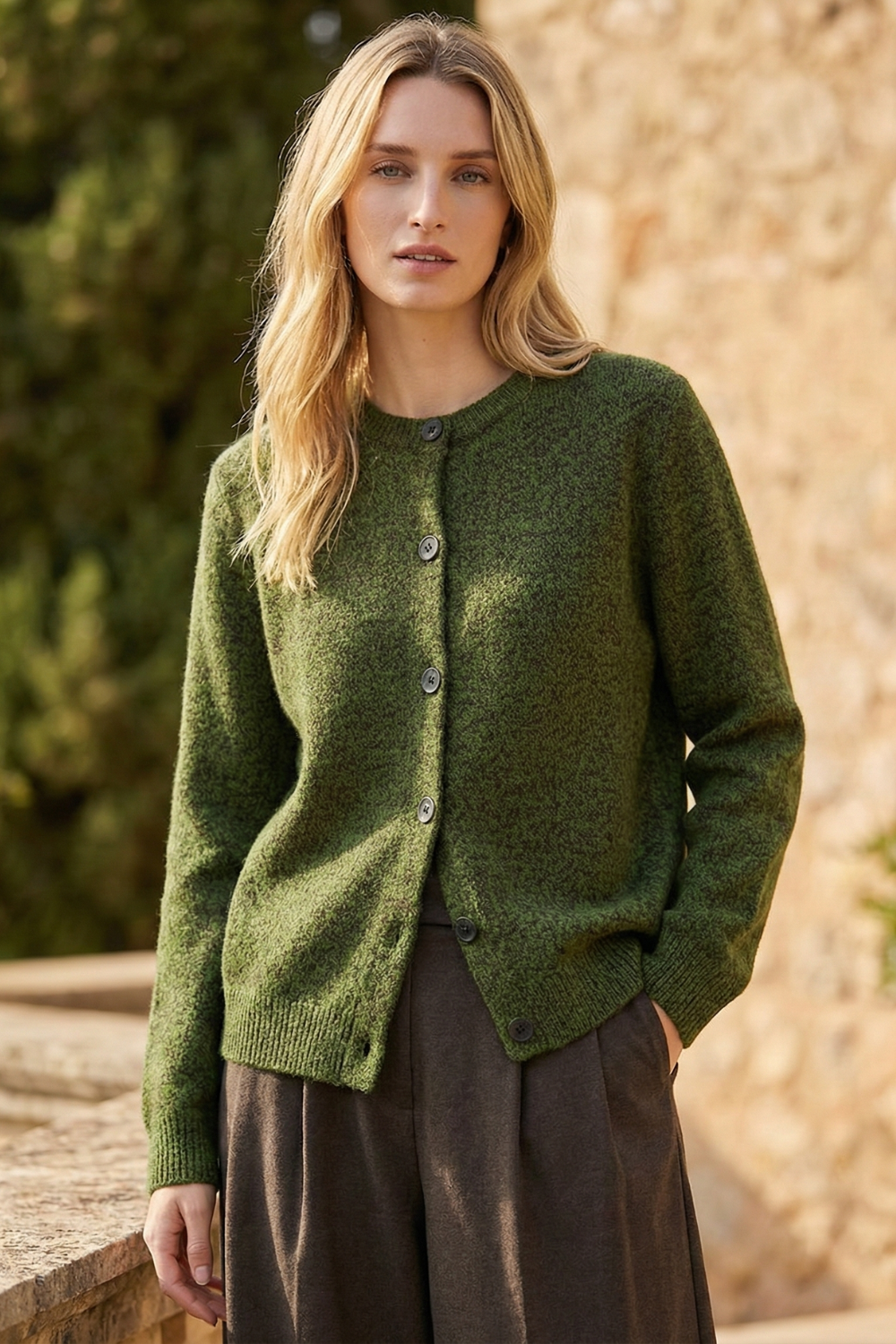 Cardigan boutonné à col rond pour femme | Idéal pour l’automne et le quotidien