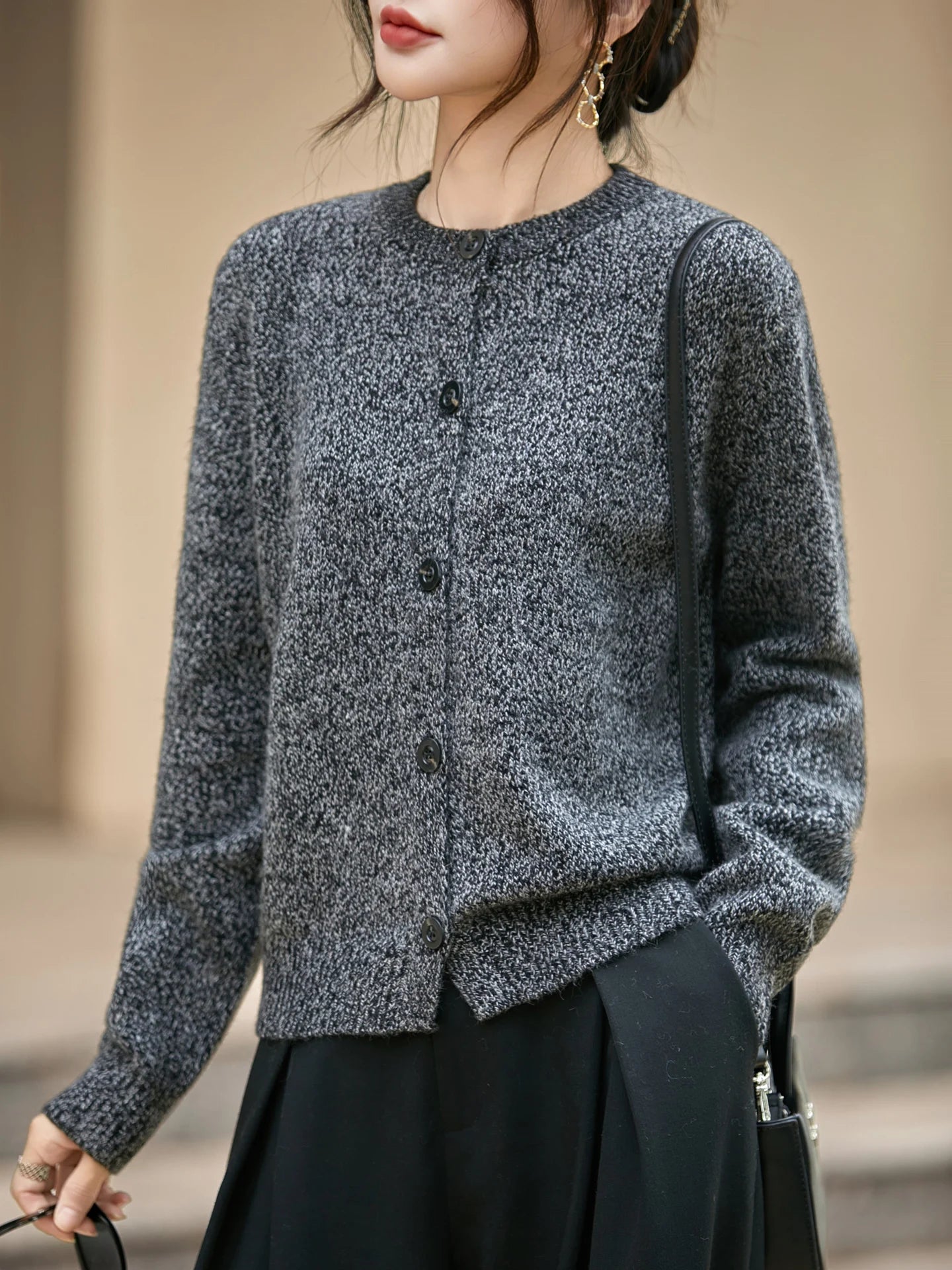 Cardigan boutonné à col rond pour femme | Idéal pour l’automne et le quotidien