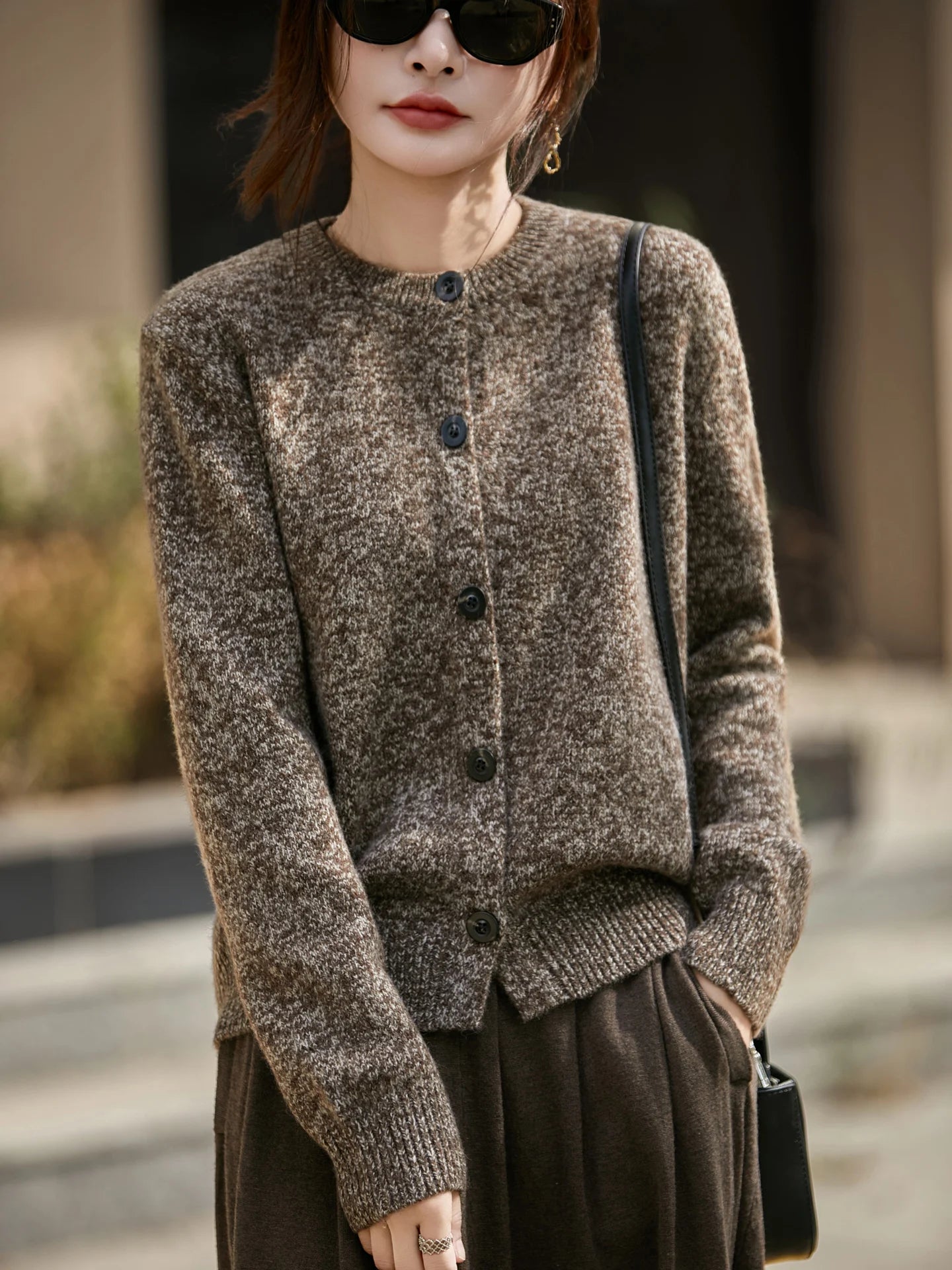 Cardigan boutonné à col rond pour femme | Idéal pour l’automne et le quotidien