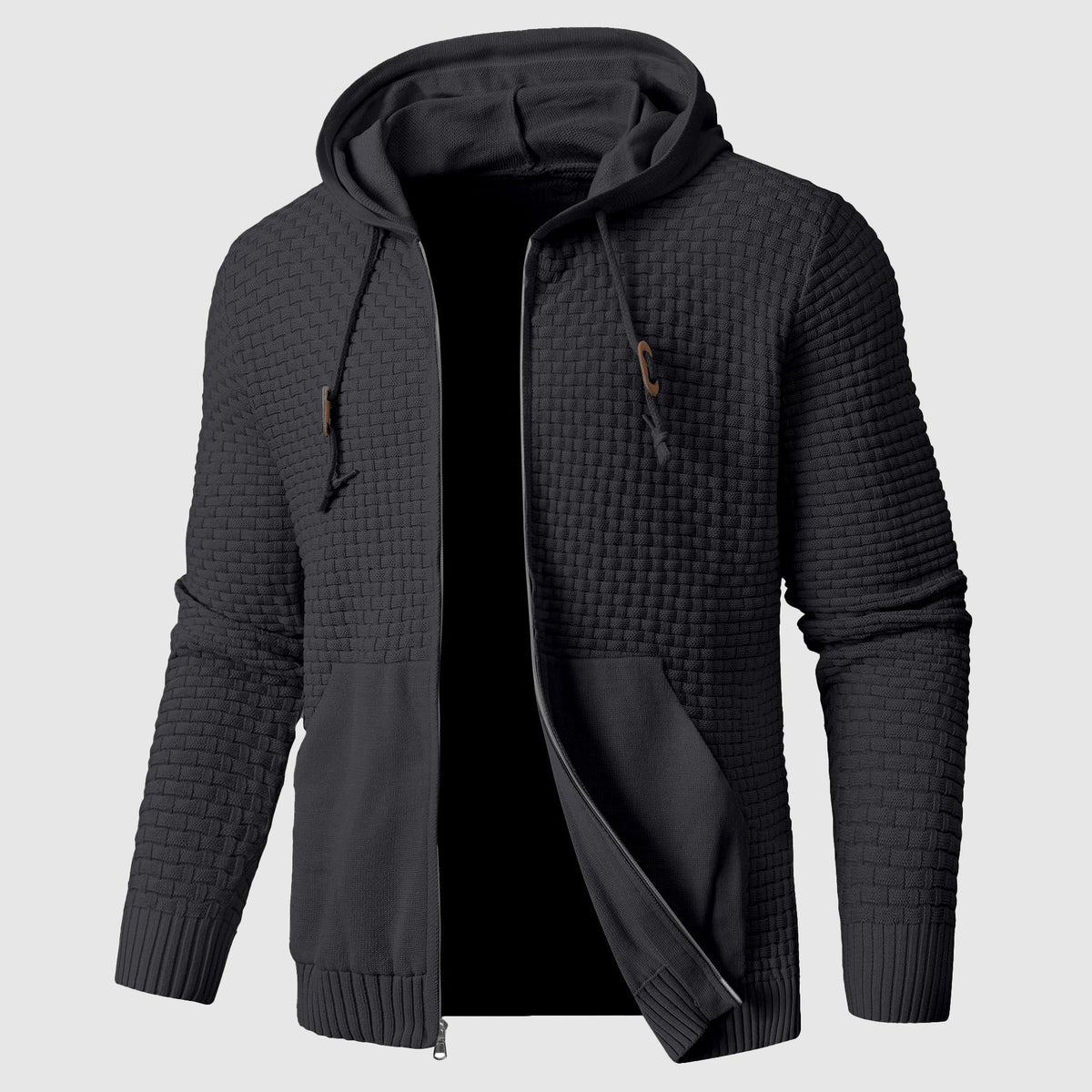 Veste à capuche zippée texturée pour hommes