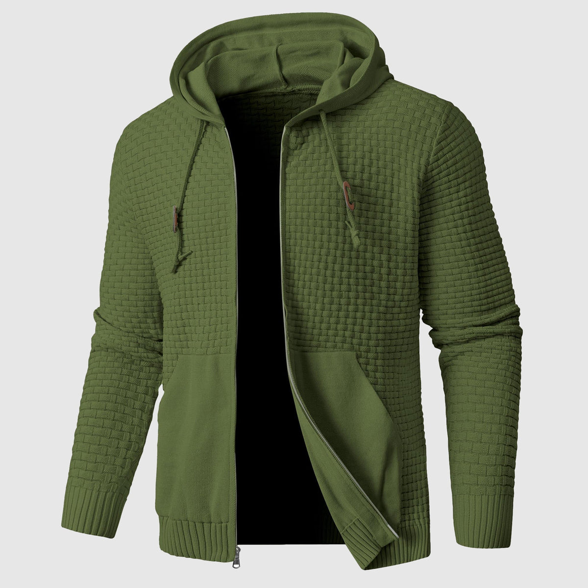 Veste à capuche zippée texturée pour hommes