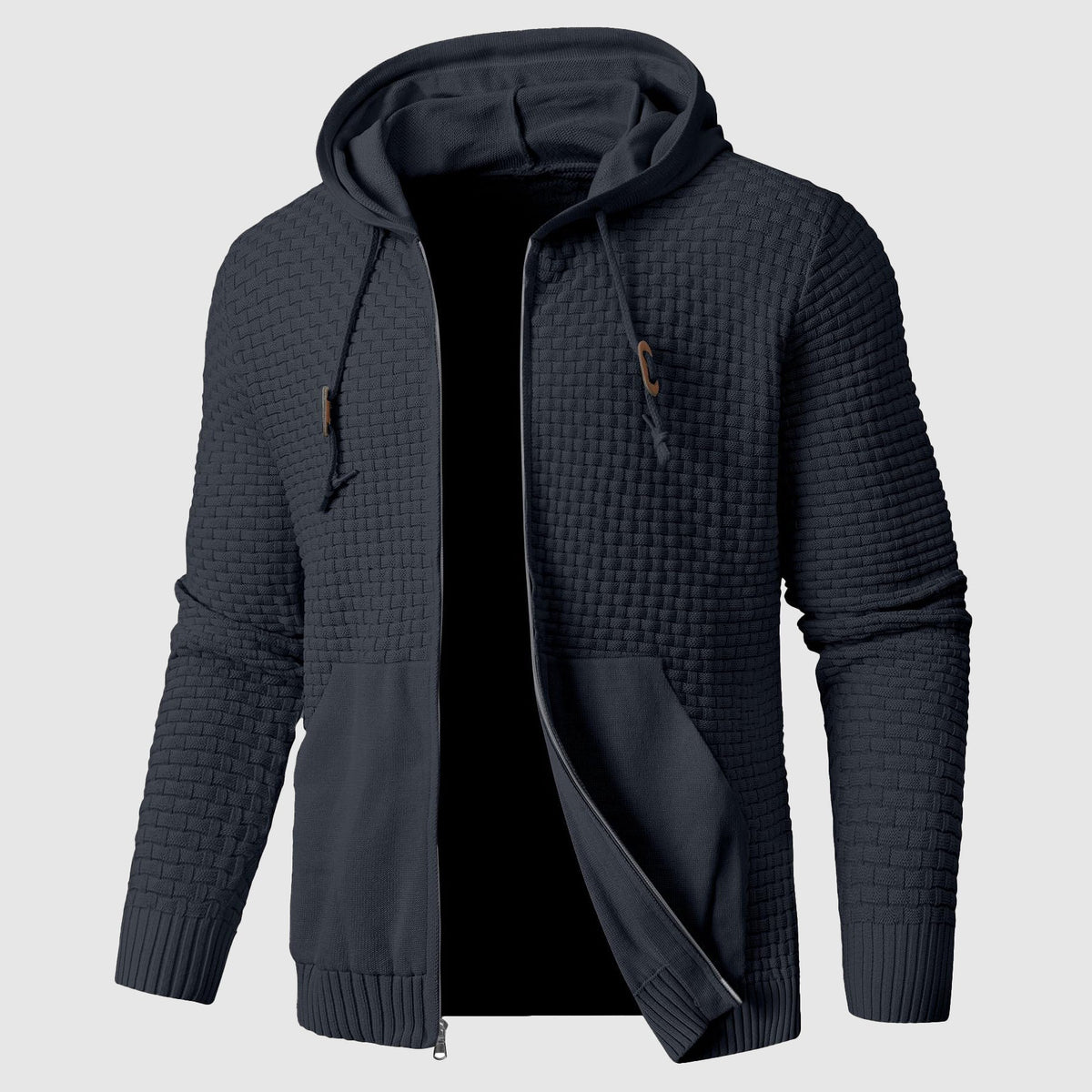 Veste à capuche zippée texturée pour hommes