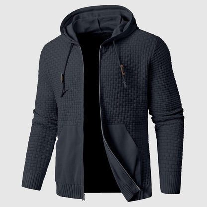 Veste à capuche zippée texturée pour hommes