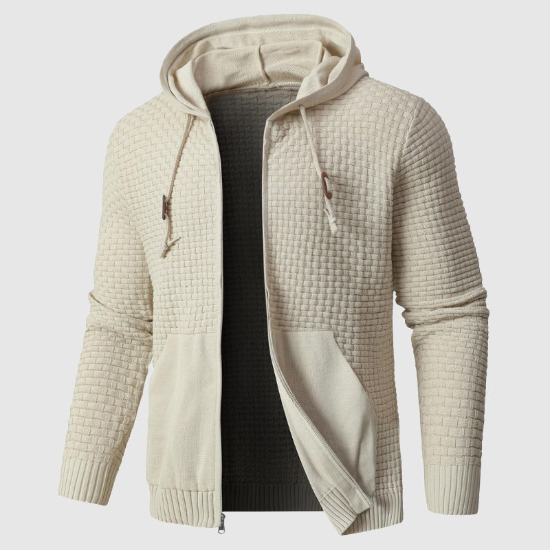 Veste à capuche zippée texturée pour hommes