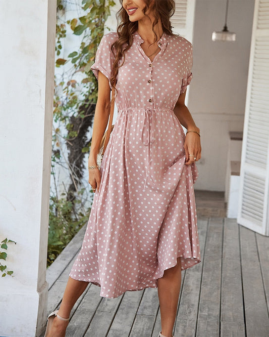 Robe à Pois avec Encolure en V pour Femme | Idéale pour l'Été ou les Sorties du Soir        Ask ChatGPT