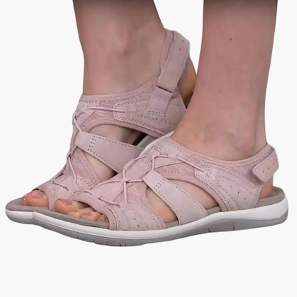 Sandales À Bout Ouvert Avec Fermeture Velcro Et Lacets Élastiques Pour Femme | Idéal Pour L'été