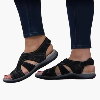 Sandales À Bout Ouvert Avec Fermeture Velcro Et Lacets Élastiques Pour Femme | Idéal Pour L'été