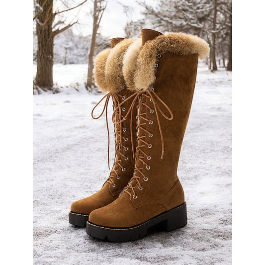 Bottes à lacets bordées de fourrure pour femmes