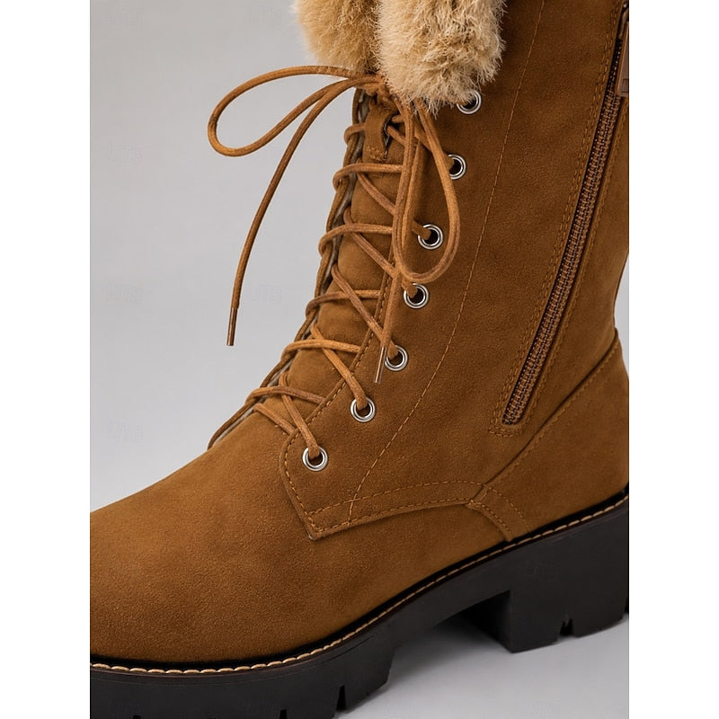 Bottes à lacets bordées de fourrure pour femmes
