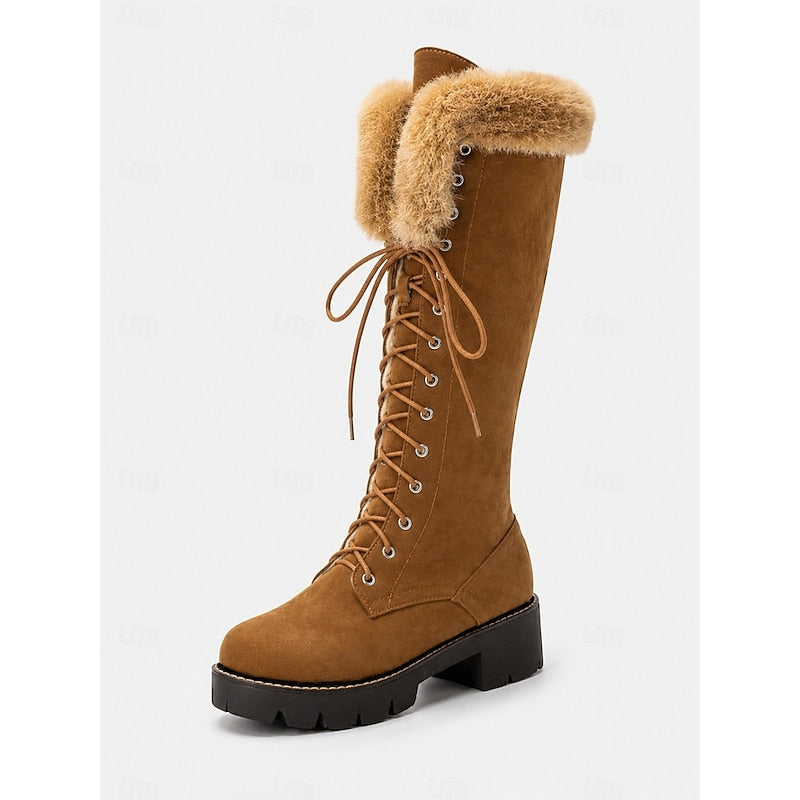 Bottes à lacets bordées de fourrure pour femmes