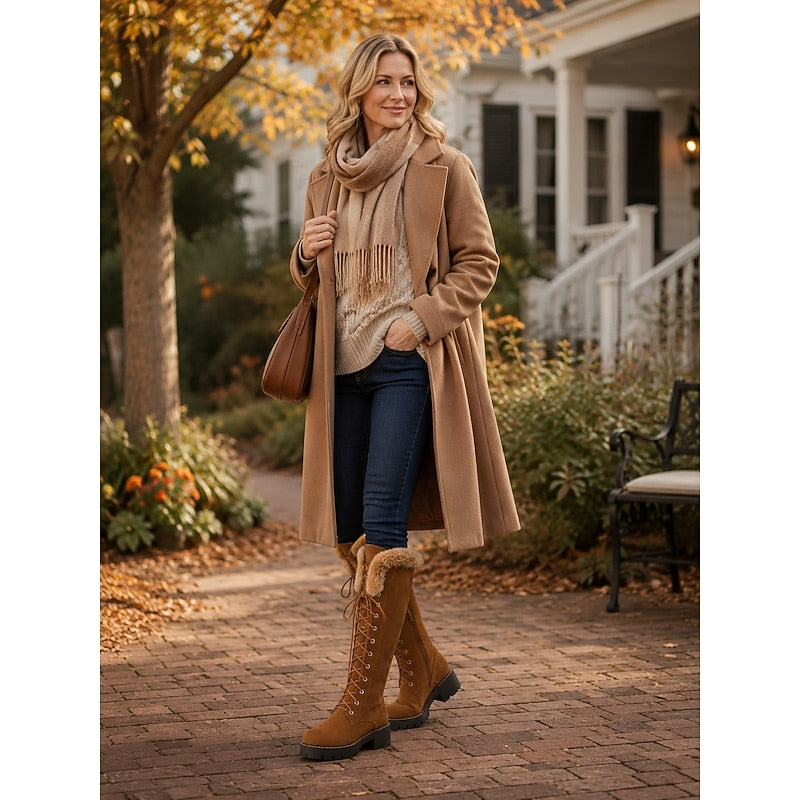 Bottes à lacets bordées de fourrure pour femmes